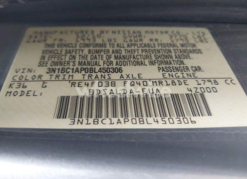 Photo 9 of 2011 Nissan Versa 1.8S (VIN 3N1BC1AP0BL450306)