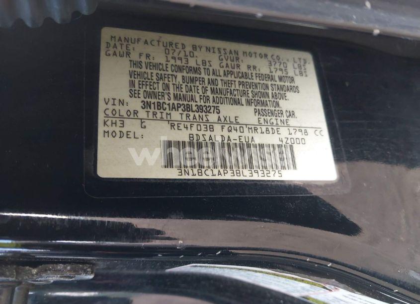 Photo 9 of 2011 Nissan Versa 1.8S (VIN 3N1BC1AP3BL393275)