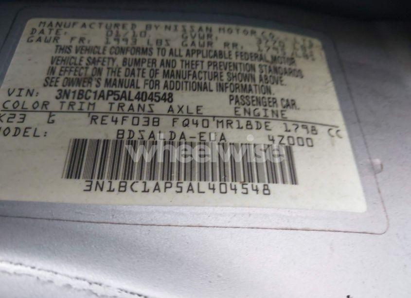 Photo 9 of 2010 Nissan Versa 1.8S (VIN 3N1BC1AP5AL404548)