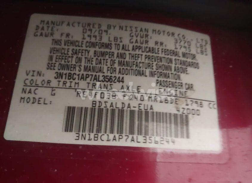 Photo 9 of 2010 Nissan Versa 1.8 S (VIN 3N1BC1AP7AL356244)