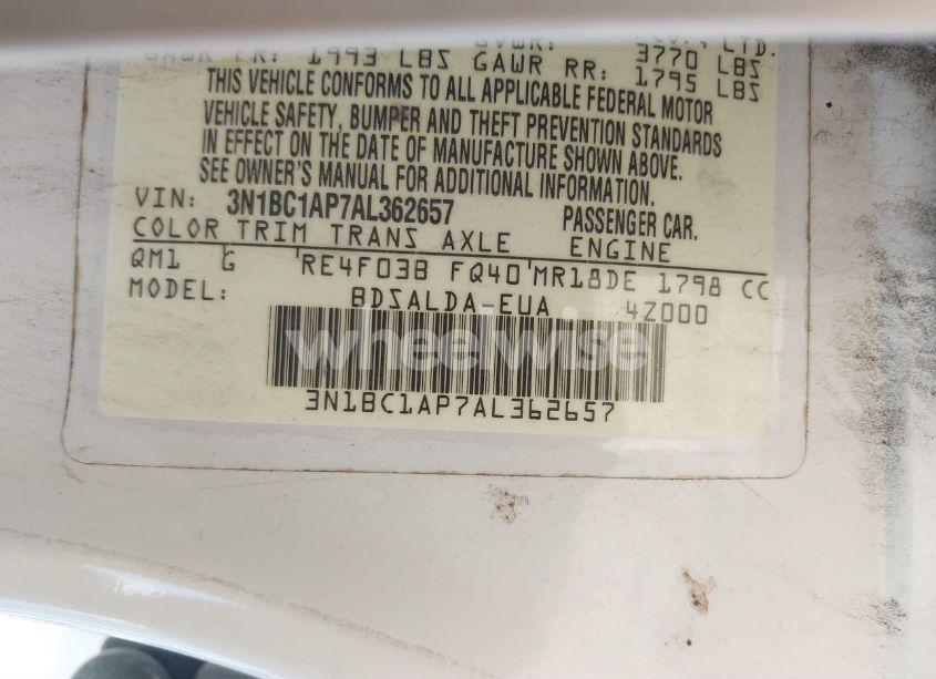 Photo 9 of 2010 Nissan Versa 1.8S (VIN 3N1BC1AP7AL362657)