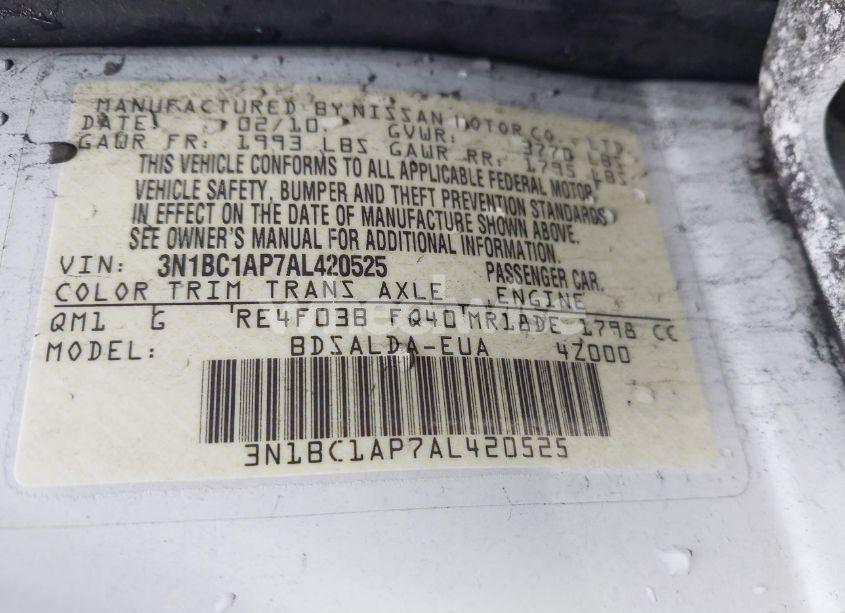 Photo 9 of 2010 Nissan Versa 1.8S (VIN 3N1BC1AP7AL420525)