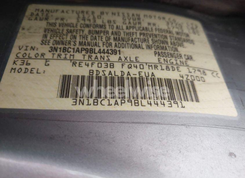 Photo 9 of 2011 Nissan Versa 1.8S (VIN 3N1BC1AP9BL444391)