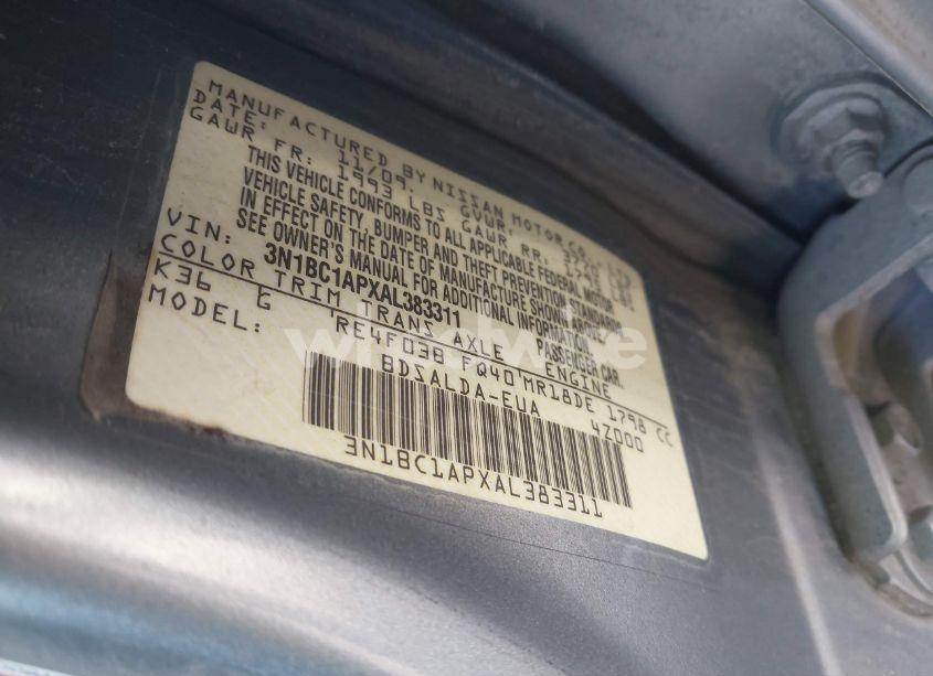 Photo 9 of 2010 Nissan Versa 1.8 S (VIN 3N1BC1APXAL383311)