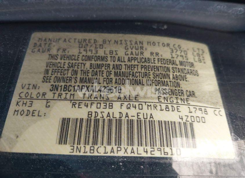 Photo 9 of 2010 Nissan Versa 1.8S (VIN 3N1BC1APXAL429610)