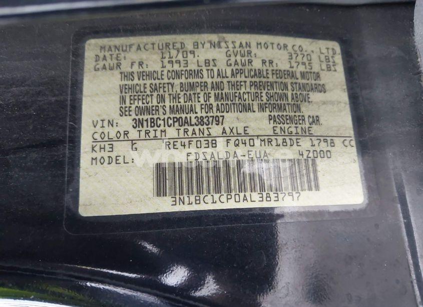 Photo 9 of 2010 Nissan Versa 1.8S (VIN 3N1BC1CP0AL383797)