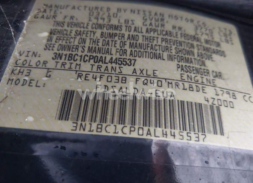 Photo 9 of 2010 Nissan Versa S/SL (VIN 3N1BC1CP0AL445537)