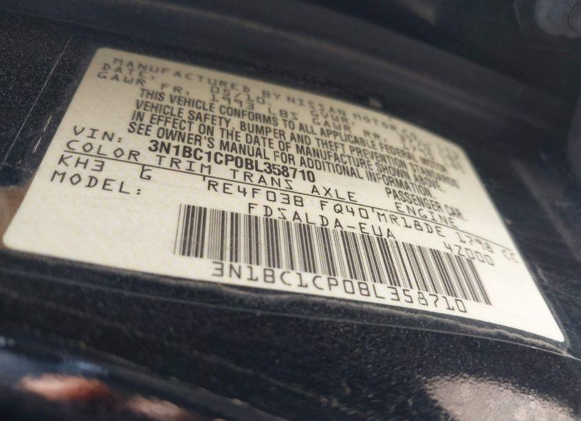 Photo 9 of 2011 Nissan Versa 1.8S (VIN 3N1BC1CP0BL358710)