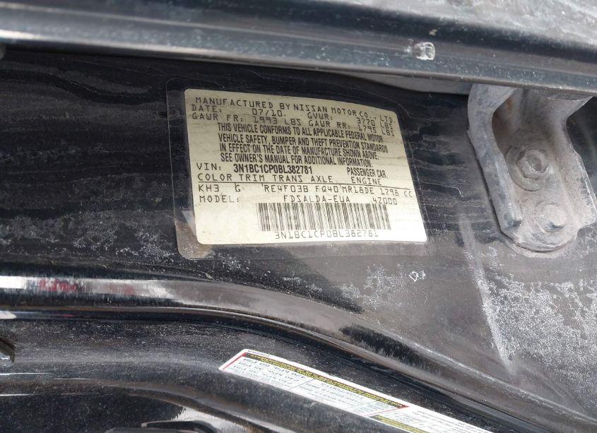 Photo 9 of 2011 Nissan Versa 1.8S (VIN 3N1BC1CP0BL382781)