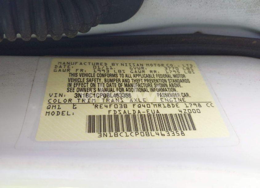 Photo 9 of 2011 Nissan Versa 1.8S (VIN 3N1BC1CP0BL463358)