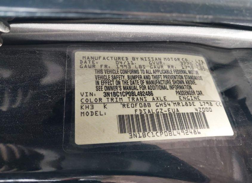 Photo 9 of 2011 Nissan Versa 1.8SL (VIN 3N1BC1CP0BL492486)