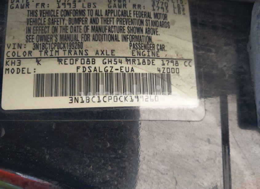 Photo 9 of 2012 Nissan Versa 1.8 SL (VIN 3N1BC1CP0CK199260)