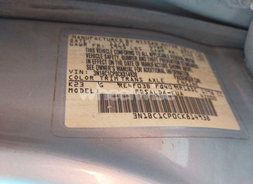 Photo 9 of 2012 Nissan Versa 1.8 S (VIN 3N1BC1CP0CK814938)