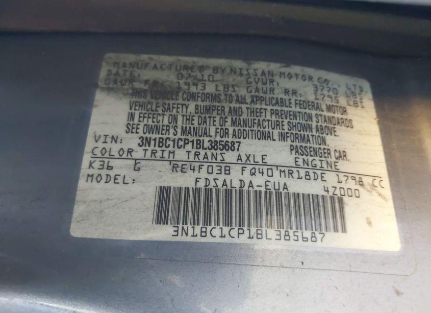 Photo 9 of 2011 Nissan Versa 1.8S (VIN 3N1BC1CP1BL385687)