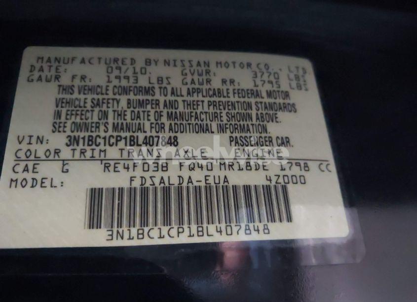Photo 9 of 2011 Nissan Versa 1.8S (VIN 3N1BC1CP1BL407848)