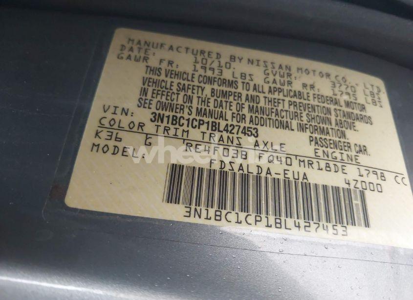 Photo 9 of 2011 Nissan Versa 1.8S (VIN 3N1BC1CP1BL427453)