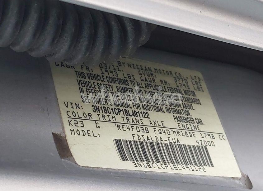 Photo 9 of 2011 Nissan Versa 1.8S (VIN 3N1BC1CP1BL491122)