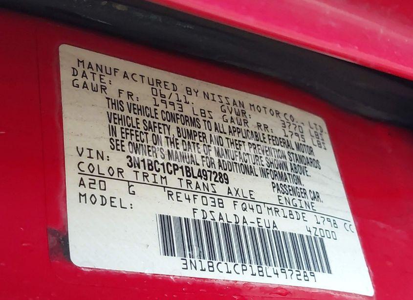 Photo 9 of 2011 Nissan Versa 1.8S (VIN 3N1BC1CP1BL497289)