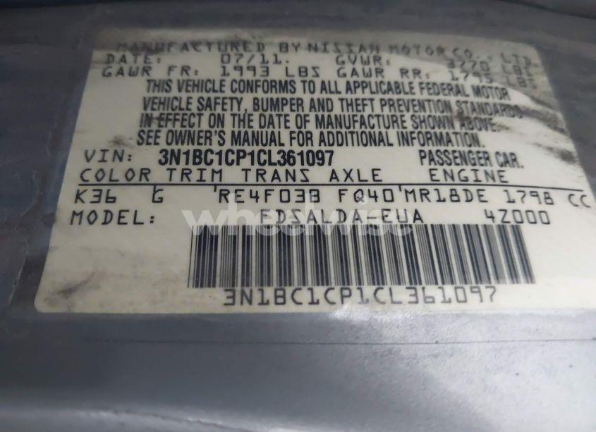 Photo 9 of 2012 Nissan Versa 1.8 S (VIN 3N1BC1CP1CL361097)