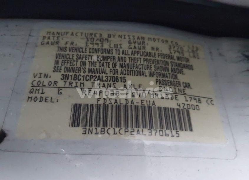 Photo 9 of 2010 Nissan Versa 1.8S (VIN 3N1BC1CP2AL370615)