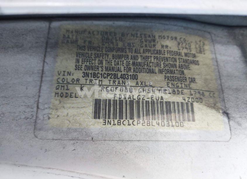 Photo 9 of 2011 Nissan Versa 1.8SL (VIN 3N1BC1CP2BL403100)