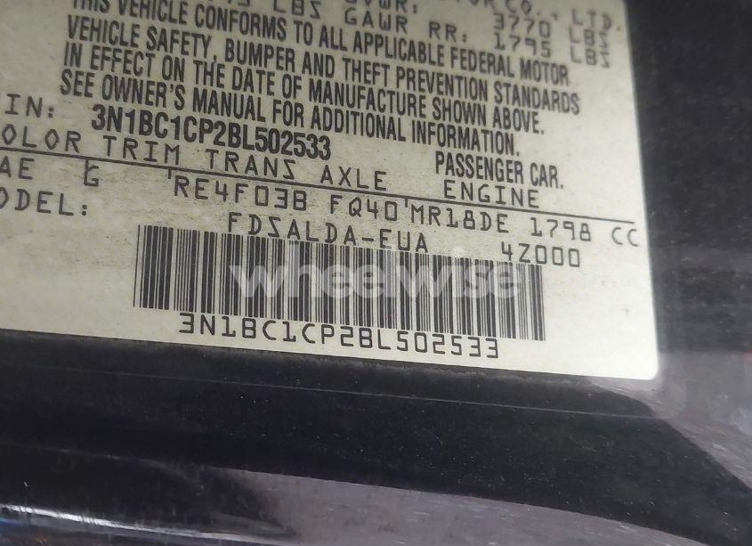 Photo 9 of 2011 Nissan Versa 1.8S (VIN 3N1BC1CP2BL502533)