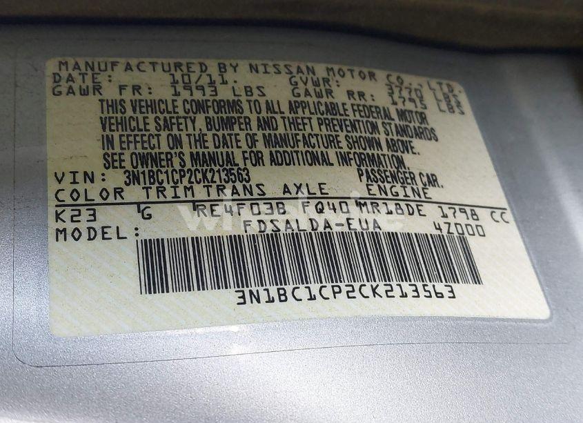 Photo 9 of 2012 Nissan Versa (VIN 3N1BC1CP2CK213563)