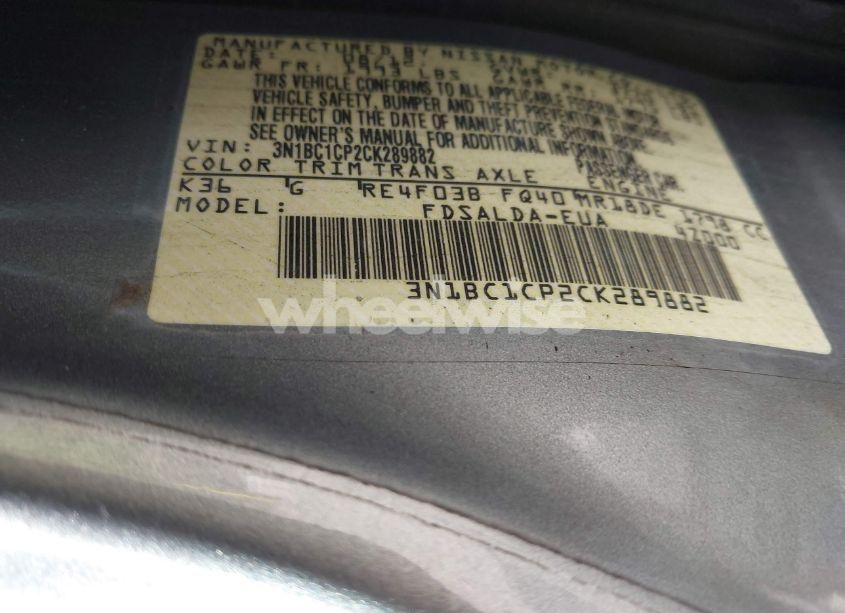 Photo 9 of 2012 Nissan Versa 1.8 S (VIN 3N1BC1CP2CK289882)