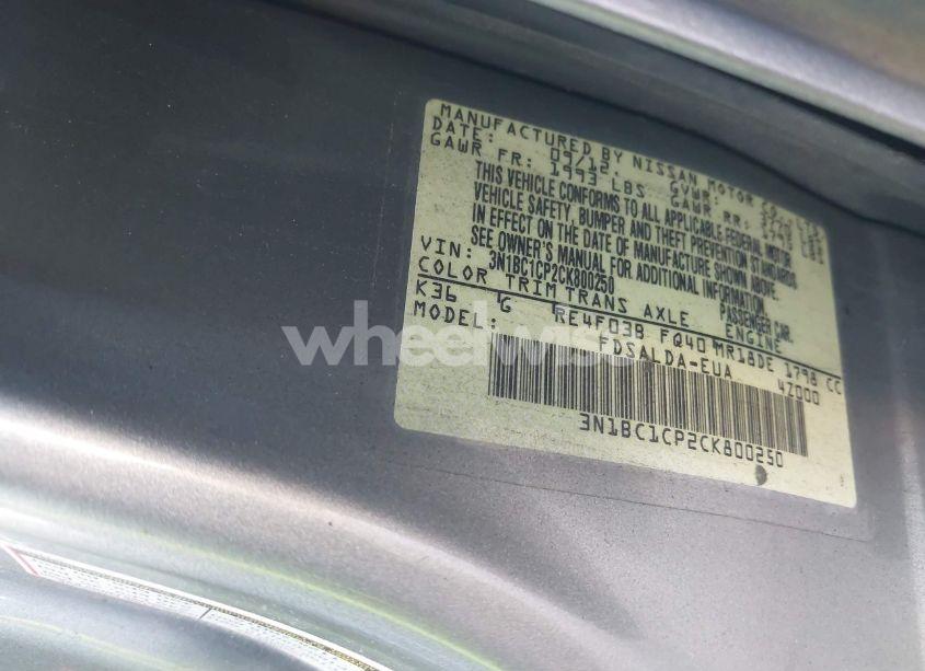 Photo 9 of 2012 Nissan Versa 1.8 S (VIN 3N1BC1CP2CK800250)