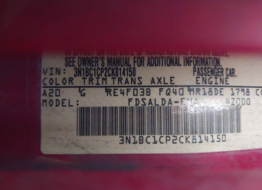 Photo 9 of 2012 Nissan Versa 1.8 S (VIN 3N1BC1CP2CK814150)