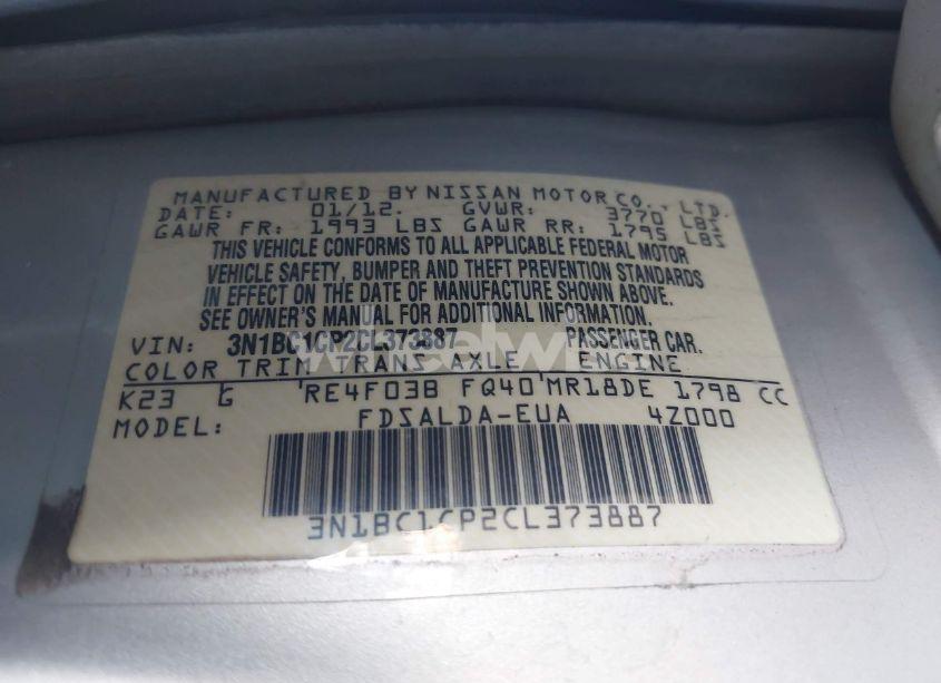 Photo 9 of 2012 Nissan Versa 1.8 S (VIN 3N1BC1CP2CL373887)