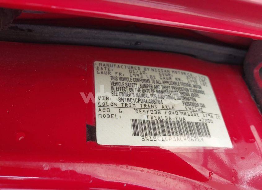 Photo 9 of 2010 Nissan Versa 1.8S (VIN 3N1BC1CP3AL406764)