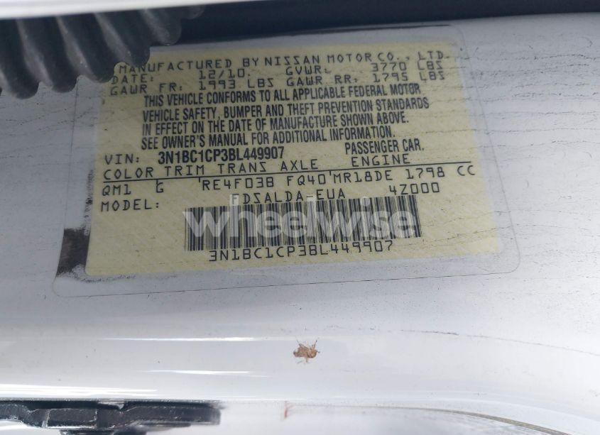 Photo 9 of 2011 Nissan Versa 1.8S (VIN 3N1BC1CP3BL449907)