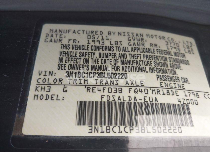 Photo 9 of 2011 Nissan Versa 1.8S (VIN 3N1BC1CP3BL502220)
