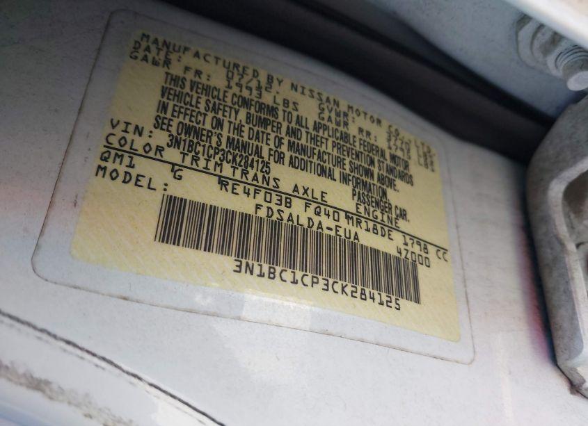 Photo 9 of 2012 Nissan Versa 1.8 S (VIN 3N1BC1CP3CK284125)