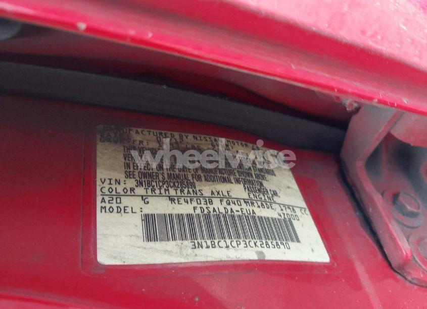 Photo 9 of 2012 Nissan Versa 1.8 S (VIN 3N1BC1CP3CK285890)