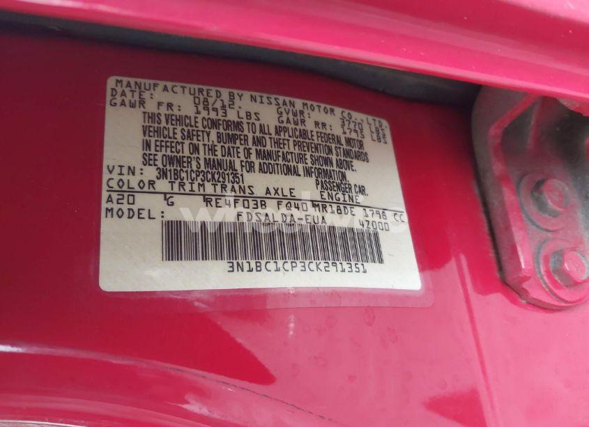 Photo 9 of 2012 Nissan Versa 1.8 S (VIN 3N1BC1CP3CK291351)