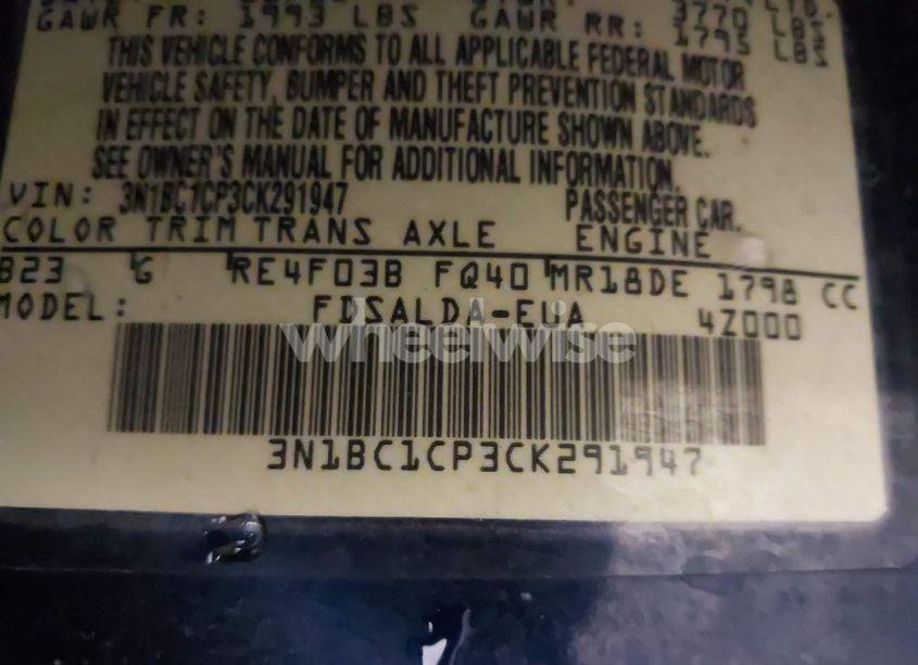 Photo 9 of 2012 Nissan Versa 1.8 S (VIN 3N1BC1CP3CK291947)