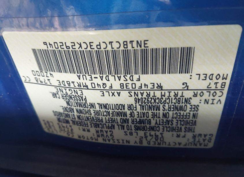 Photo 9 of 2012 Nissan Versa 1.8 S (VIN 3N1BC1CP3CK292046)