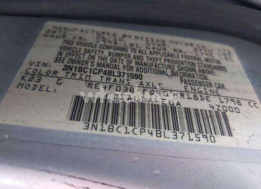 Photo 9 of 2011 Nissan Versa 1.8S (VIN 3N1BC1CP4BL371590)