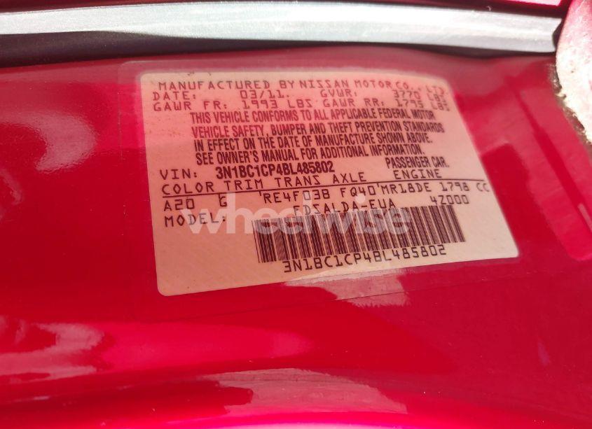 Photo 9 of 2011 Nissan Versa 1.8S (VIN 3N1BC1CP4BL485802)