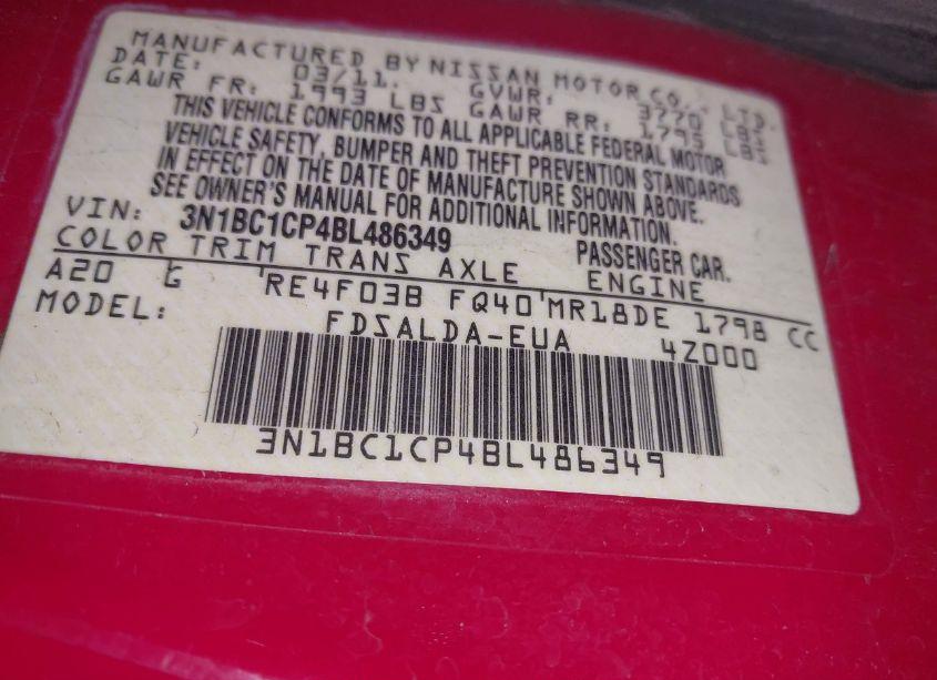 Photo 9 of 2011 Nissan Versa 1.8S (VIN 3N1BC1CP4BL486349)