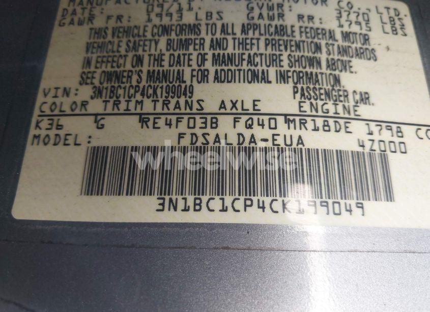 Photo 9 of 2012 Nissan Versa 1.8 S (VIN 3N1BC1CP4CK199049)