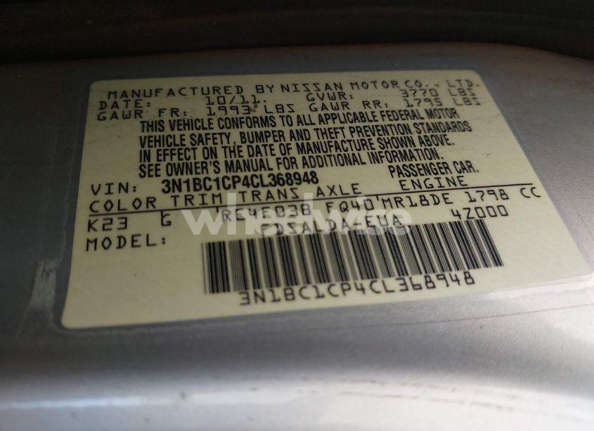 Photo 9 of 2012 Nissan Versa 1.8 S (VIN 3N1BC1CP4CL368948)