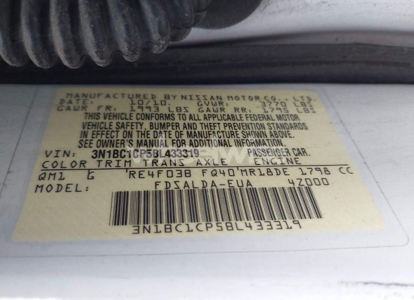 Photo 9 of 2011 Nissan Versa 1.8S (VIN 3N1BC1CP5BL433319)