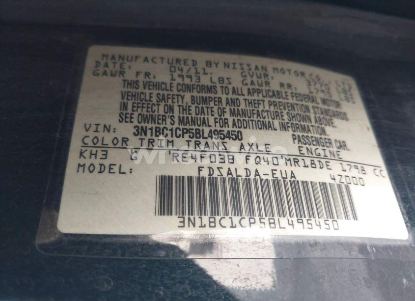 Photo 9 of 2011 Nissan Versa 1.8S (VIN 3N1BC1CP5BL495450)