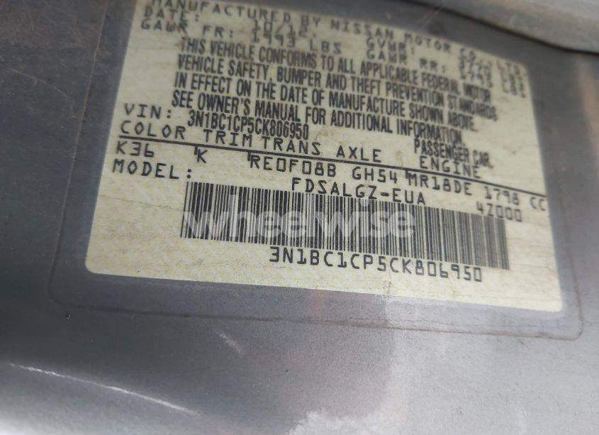 Photo 9 of 2012 Nissan Versa 1.8 SL (VIN 3N1BC1CP5CK806950)