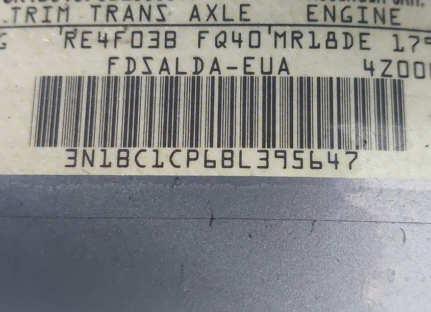 Photo 9 of 2011 Nissan Versa 1.8S (VIN 3N1BC1CP6BL395647)