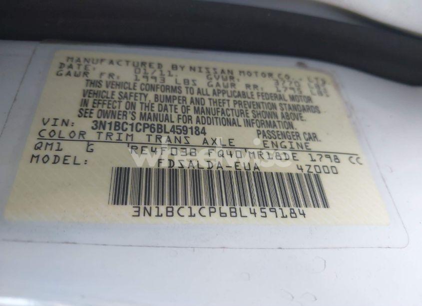 Photo 9 of 2011 Nissan Versa 1.8S (VIN 3N1BC1CP6BL459184)