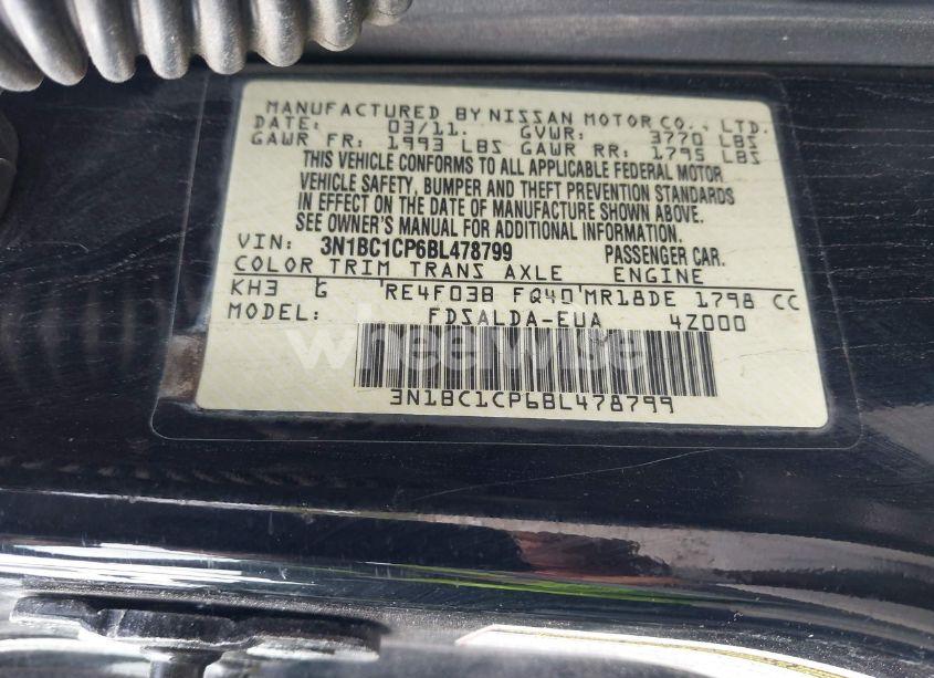 Photo 9 of 2011 Nissan Versa 1.8S (VIN 3N1BC1CP6BL478799)